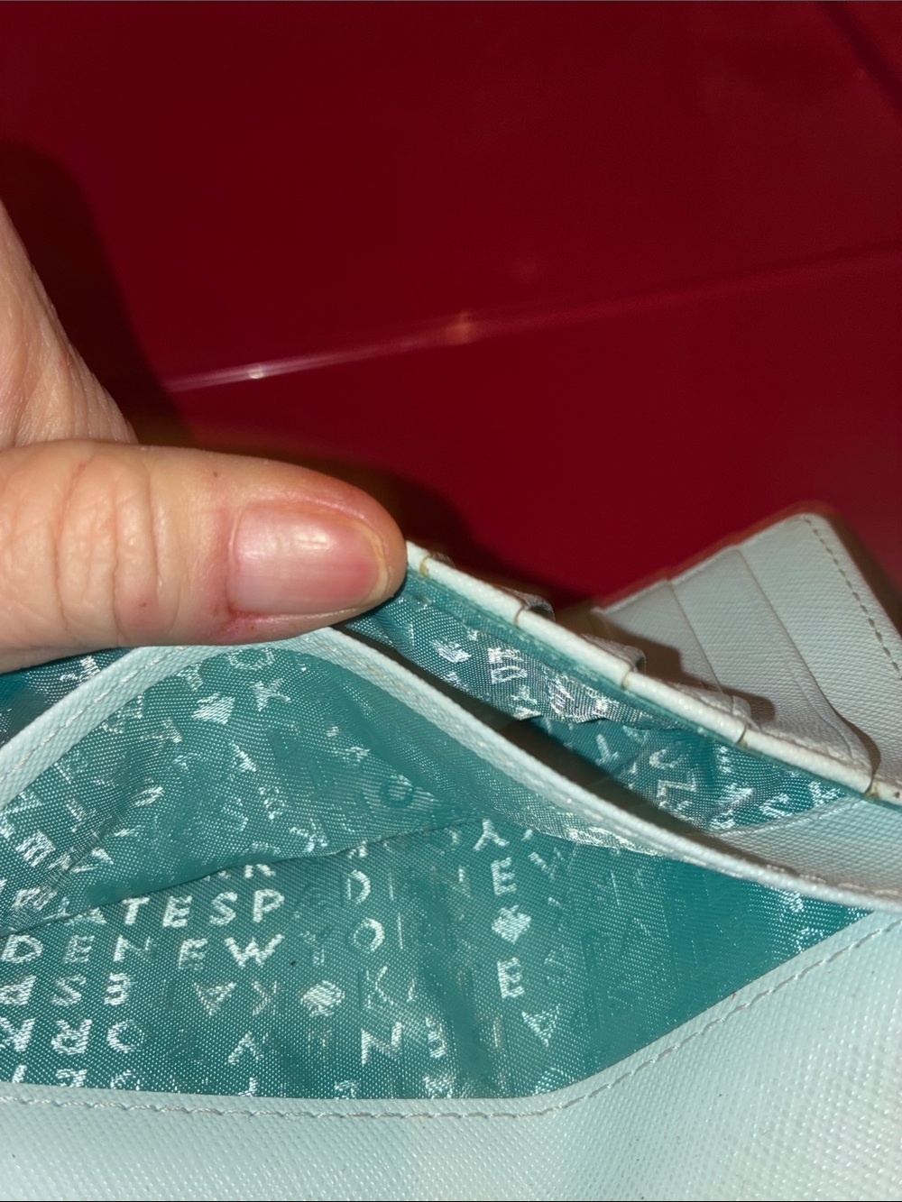 Light Blue Saffiano Long Wallet with Gold Plate - Picture 7 of 9